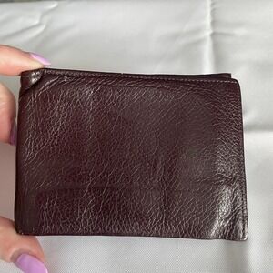 Vintage Men's Classic Maroon Pebbled Soft Leather Compact Bifold Wallet